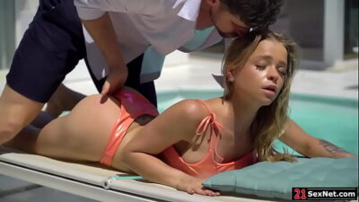 21sexnet Com A Guy Joins His Blonde Friend On The Side Of The Pool He Removes Her Top Then Fingers Her Ass The Teen Blowjobs Him Then Bends Over For An Anal Sex 400x225 adult video thumbnail