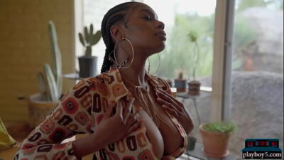 Huge Boobs Black Babe Shows Off Her Amazing Body With Hairy Pussy For Playboy 400x225 adult video thumbnail